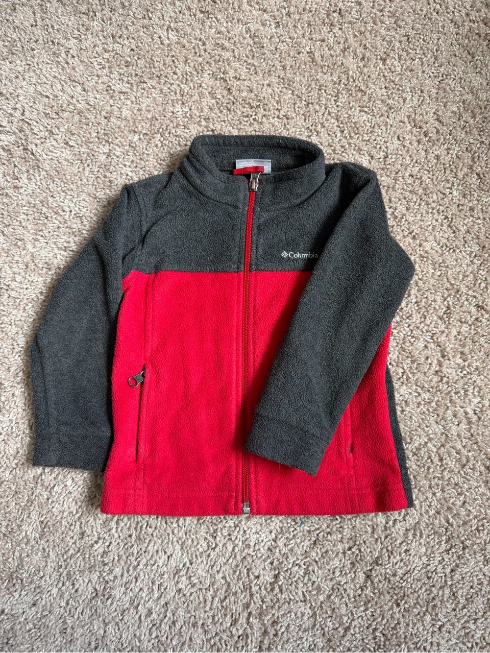 Columbia Kids Red and Gray Full-Zip Fleece Jacket